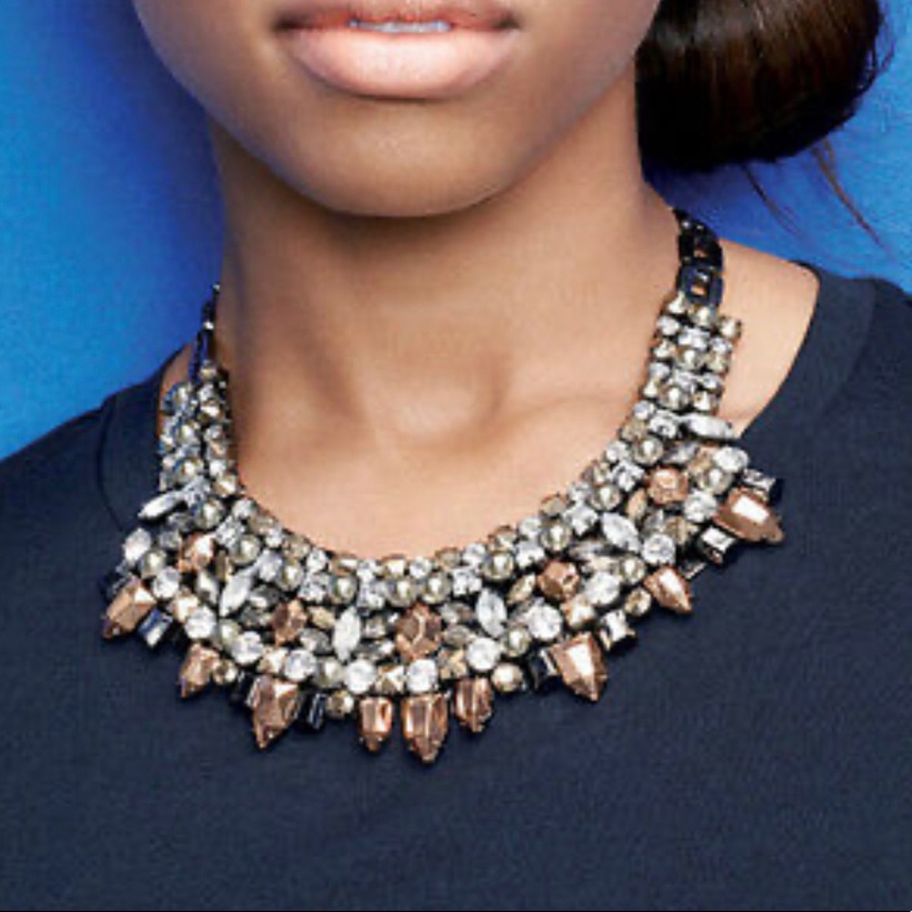Stella & Dot Metal & Rhinestone Kahlo Bib Necklace